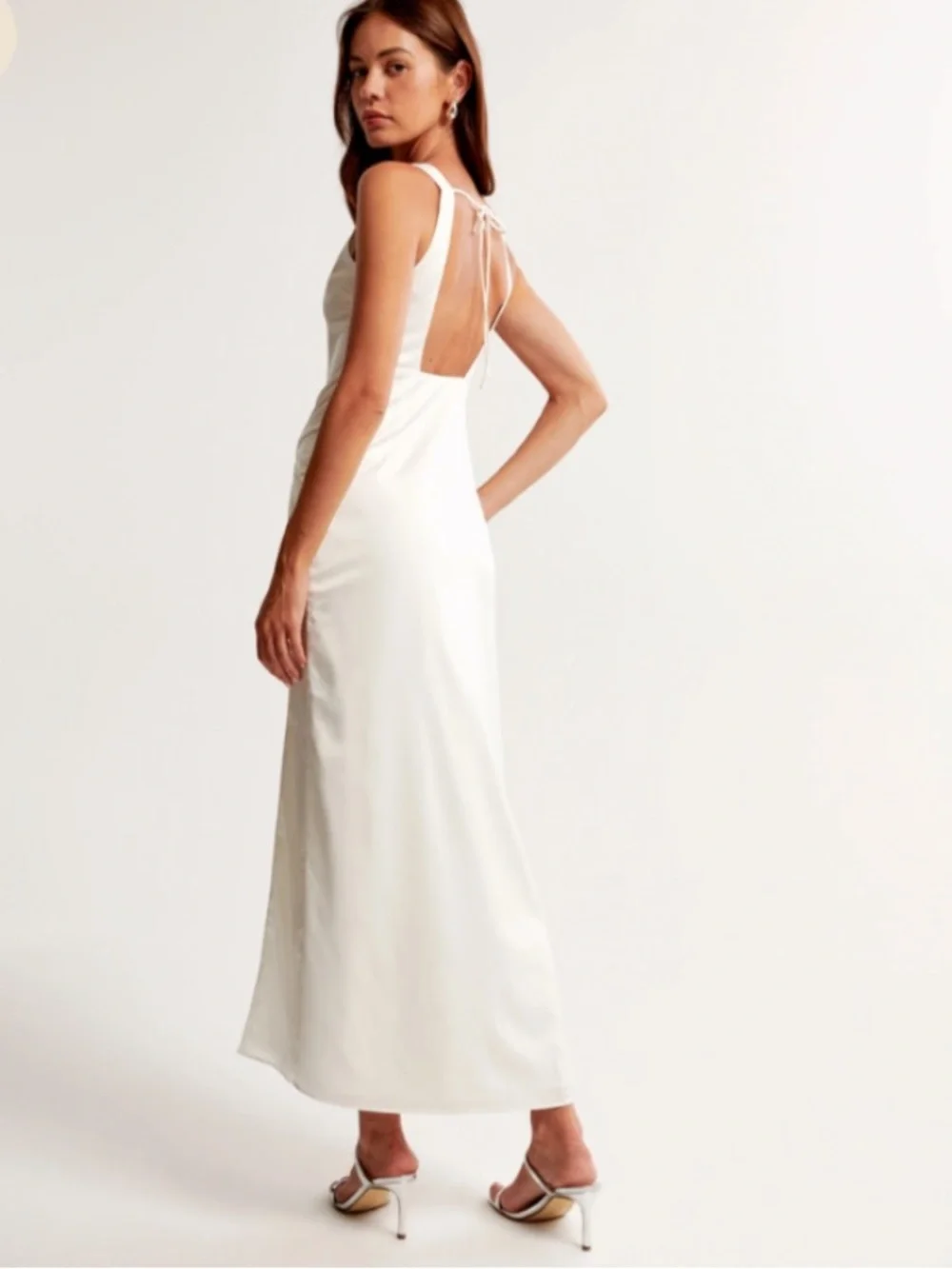 NWT Abercrombie & Fitch White Satin Draped Skirt Maxi Dress S